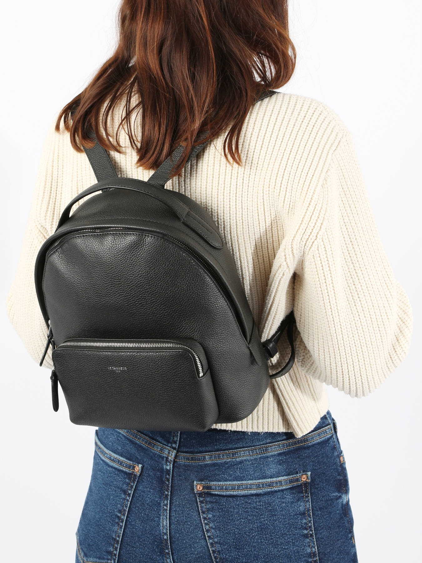 Sac à Dos En Cuir Véritable Noir - Style Rétro Moto/école - Grand Volume - Fabriqué En Corée