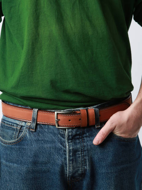 Men's Belt Jean Petit prix cuir Brown belt 3709-35 other view 1
