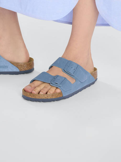 Slippers Arizona In Leather Birkenstock Blue women 1026820 other view 2