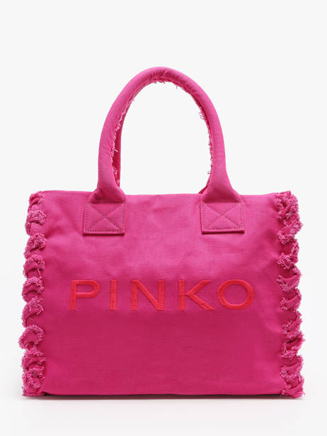Sac PortÃ© Ã©paule Logo Shopper Coton Pinko Rose logo shopper A1WQ