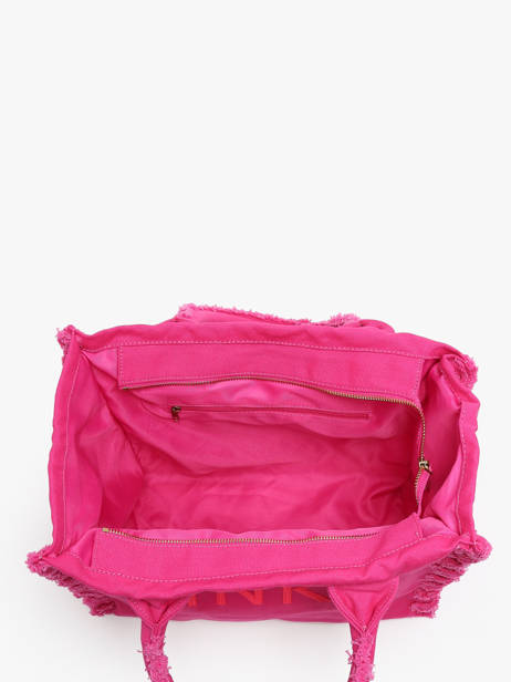 Sac PortÃ© Ã©paule Logo Shopper Coton Pinko Rose logo shopper A1WQ vue secondaire 3