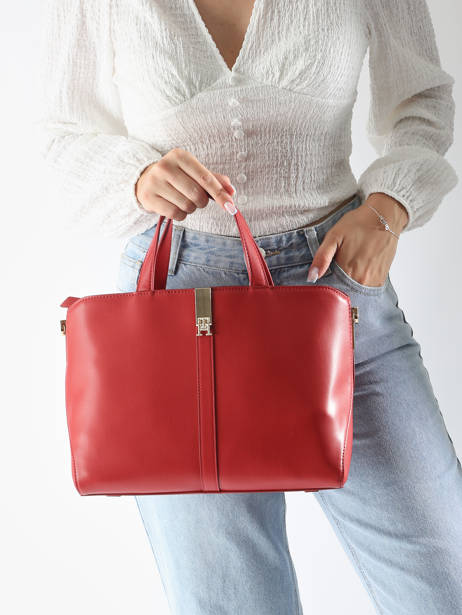 Sac Bandoulière Th Heritage Tote Tommy hilfiger Rouge th heritage tote AW16318 vue secondaire 1