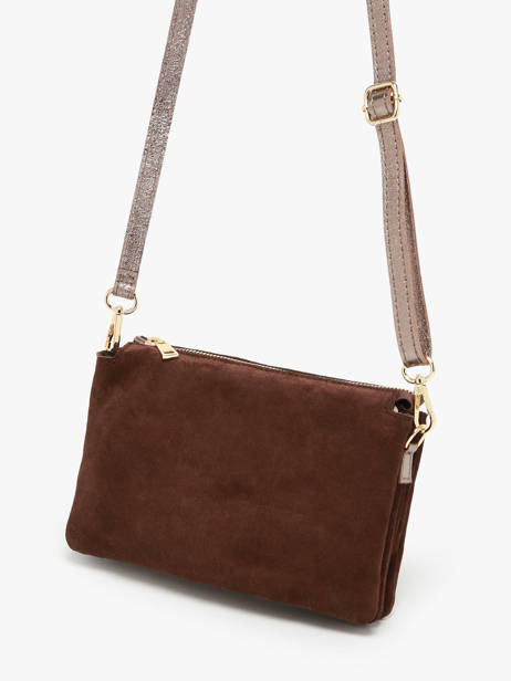 Sac BandouliÃ¨re Velvet Cuir Milano Marron velvet VE24061 vue secondaire 2