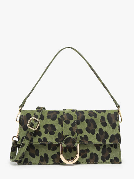 Shoulder Bag Velvet Leopardo Leather Milano Green velvet leopardo VL24066