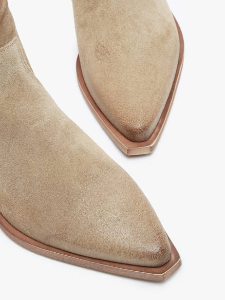 Santiags à Talon Tronchetti Texani En Cuir Metisse Beige women Bottines texanes fabriquées dans des matériaux souples et entièrement brossées et vieillies à la main. vue secondaire 3