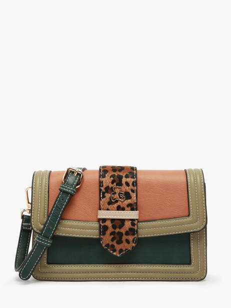 Shoulder Bag Leopard Lulu castagnette Green leopard SIMONA