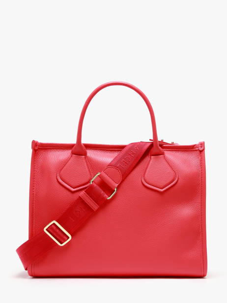 Medium Leather Jour Tote Bag Lancel Red jour A12996 other view 4