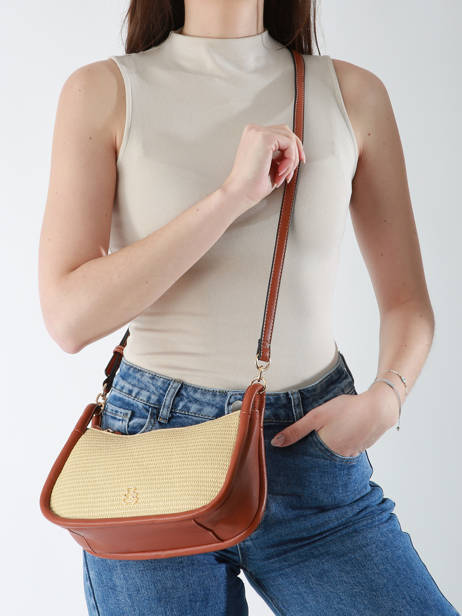 Sac BandouliÃ¨re Raphia Raphia Lulu castagnette Marron raphia YASSIR vue secondaire 1