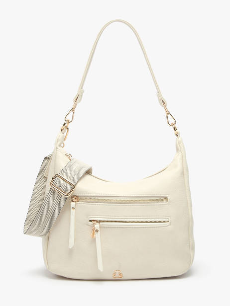 Sac PortÃ© Ã©paule Zip Lulu castagnette Beige zip VICTOR