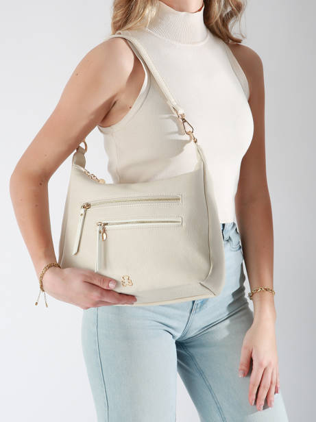 Sac PortÃ© Ã©paule Zip Lulu castagnette Beige zip VICTOR vue secondaire 1