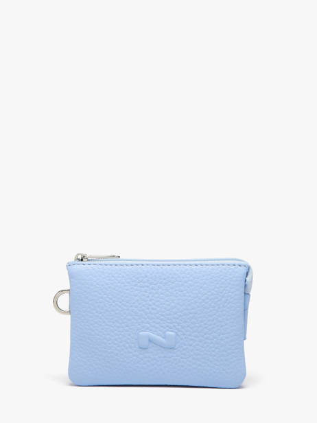 Porte-monnaie 2 Compartiments Cuir Nathan baume Bleu original n 302N