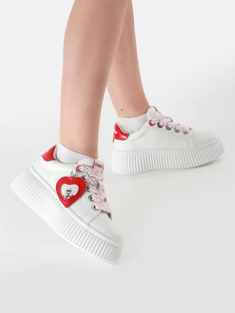 Sneakers Kreeper Low Valentine En Cuir Karl lagerfeld Blanc women KL42314V vue secondaire 1