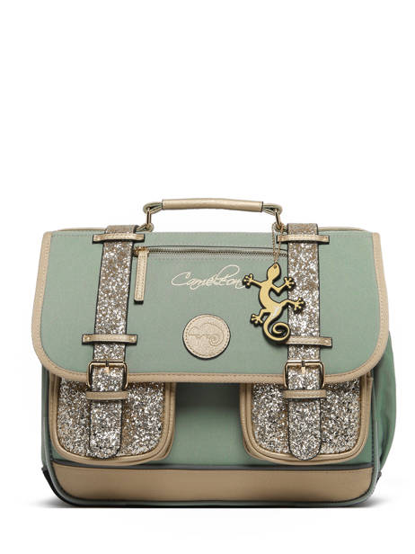 Satchel For Kids 2 Compartments Cameleon Green vintage fantasy CA35 other view 6