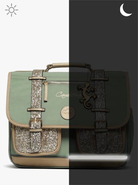 Satchel For Kids 2 Compartments Cameleon Green vintage fantasy CA35 other view 7