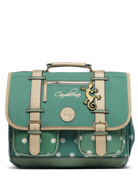Satchel For Kids 2 Compartments Cameleon Green vintage fantasy CA38 other view 6