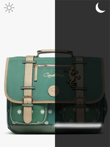 Satchel For Kids 2 Compartments Cameleon Green vintage fantasy CA38 other view 7