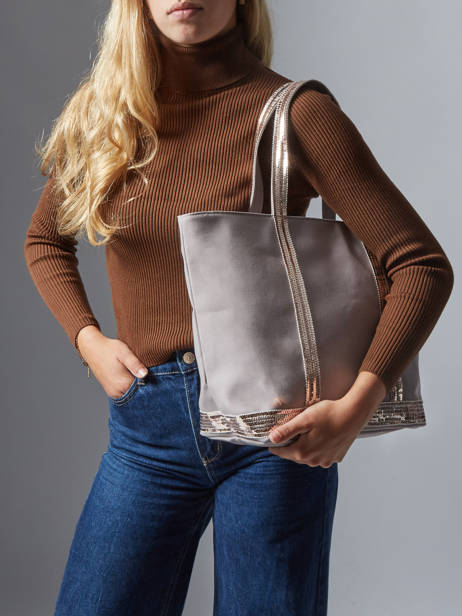 Sac Porté Main Cabas Coton Vanessa bruno Gris cabas 1V40378 vue secondaire 1