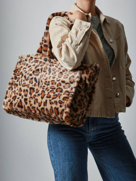 A4 Size Shoulder Bag Fur David jones Brown fur CM7878 other view 1