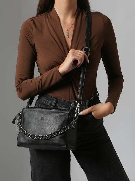 Sac Bandoulière Vintage Cuir Mila louise Noir vintage 23673LC vue secondaire 1