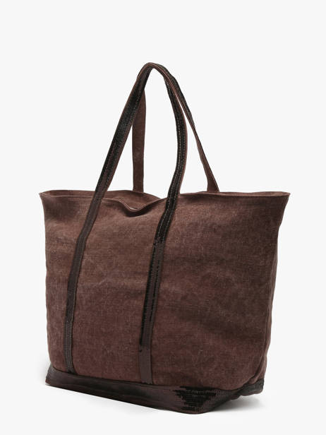 Le Cabas L Lin Paillettes Vanessa bruno Marron cabas lin 31V40409 vue secondaire 1
