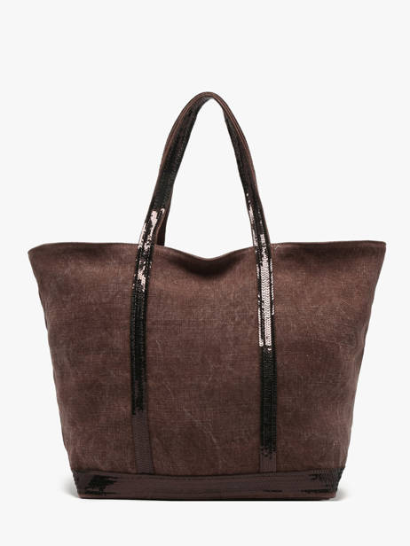 Le Cabas L Lin Paillettes Vanessa bruno Marron cabas lin 31V40409 vue secondaire 3