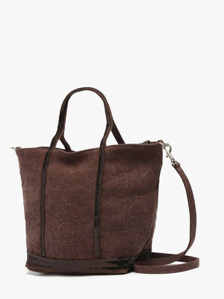 Petit Cabas Zippé Lin Et Paillettes Vanessa bruno Marron cabas lin 31V40435 vue secondaire 1