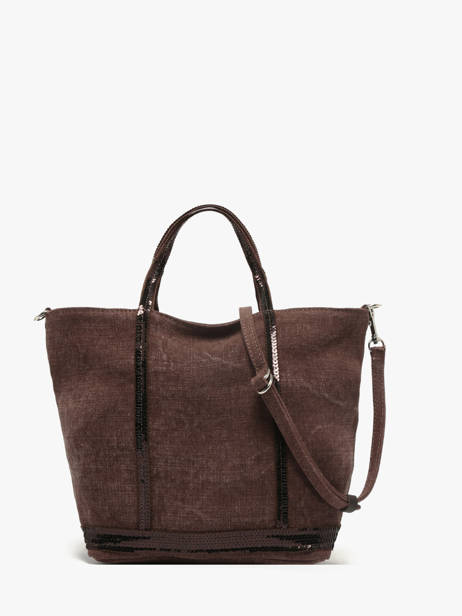 Petit Cabas Zippé Lin Et Paillettes Vanessa bruno Marron cabas lin 31V40435 vue secondaire 3