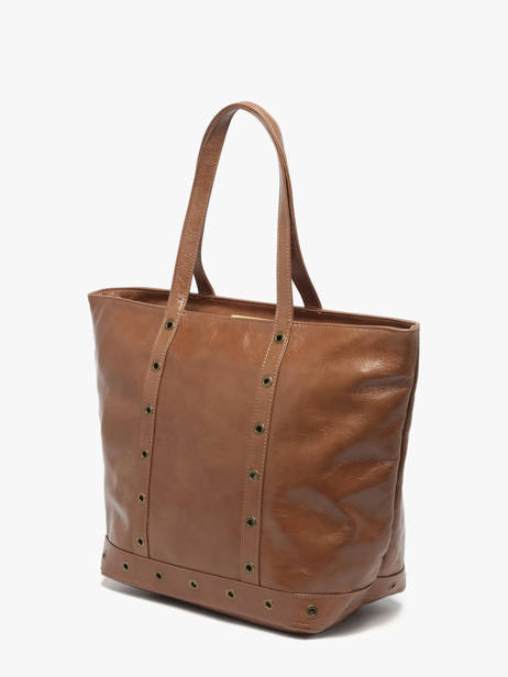 Le Cabas M Zippé En Cuir Craquelé Vanessa bruno Marron cabas cuir 82V40378 vue secondaire 2