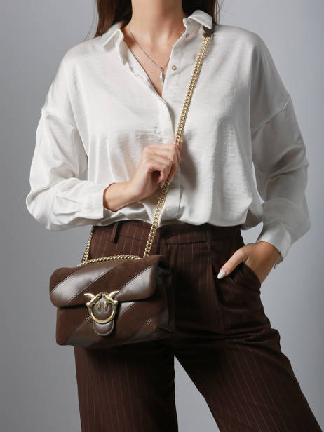 Shoulder Bag Love Bag Puff Leather Pinko Brown love bag puff A2JY other view 1