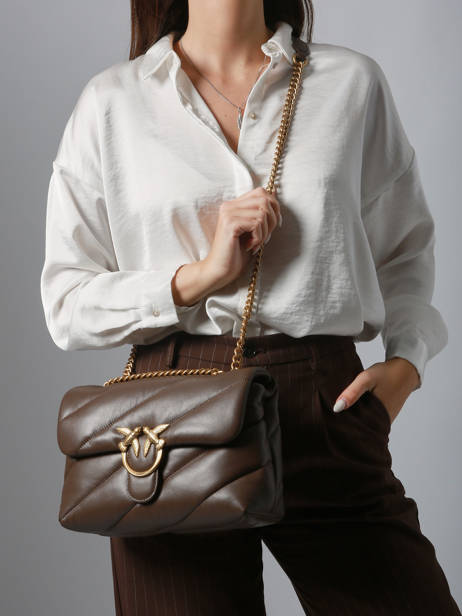 Sac Bandoulière Love Bag Puff Cuir Pinko Marron love bag puff A0F2 vue secondaire 1