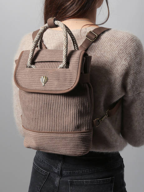Backpack Le voyage en panier Brown velours AHP241 other view 1