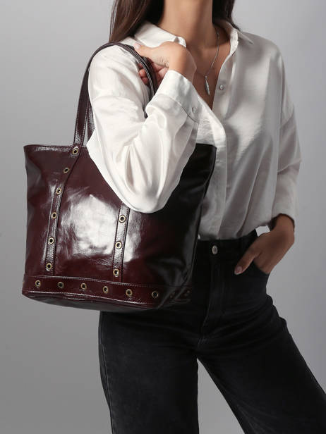 Medium Leather Le Cabas Shoulder Bag Vanessa bruno Red cabas cuir 82V40378 other view 1