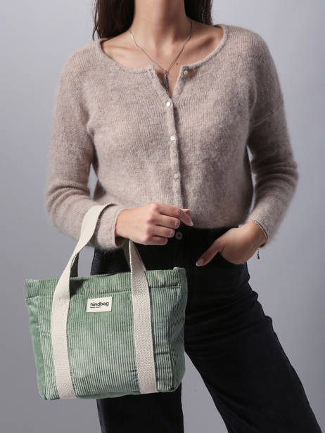 Sac Porté Main Velours Velours Côtelé Hindbag Vert velours V vue secondaire 1