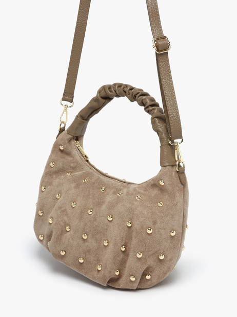 Shoulder Bag Velvet Studs Milano Brown velvet studs VS25094 other view 1