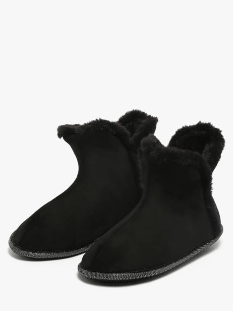 Slippers In Leather Isotoner Black accessoires 97391 other view 1