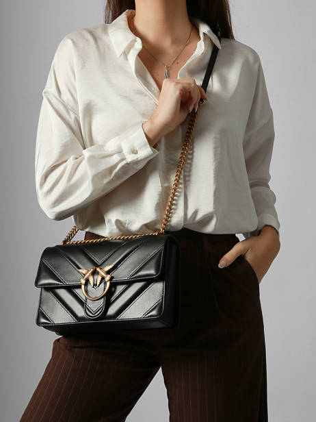 Sac Bandoulière Love Bag Icon Cuir Pinko Noir love bag icon 4549A2OS vue secondaire 1