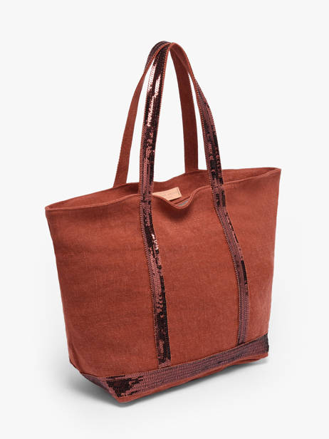 Le Cabas Zippé M Lin Et Paillettes Vanessa bruno Rouge cabas lin 31V40378 vue secondaire 2