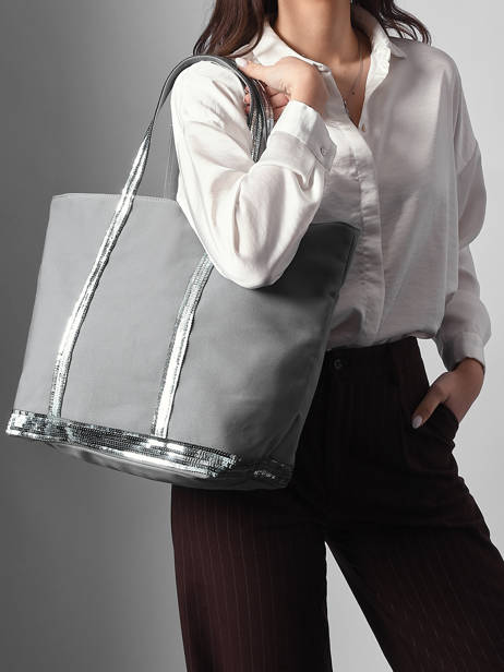 Le Cabas L Zippé Paillettes Vanessa bruno Gris cabas 1V40409 vue secondaire 1