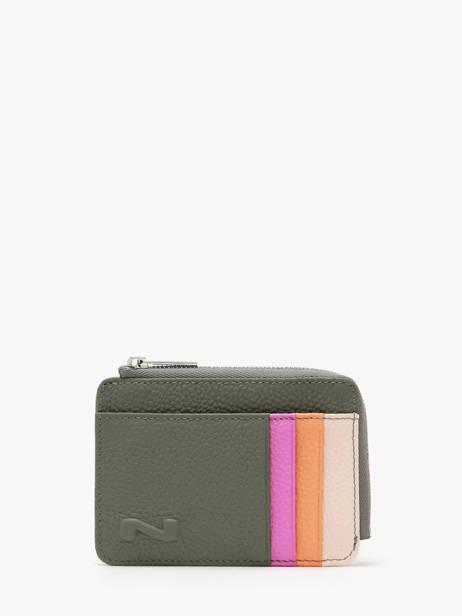 Porte-cartes Mandala Cuir Nathan baume Vert mandala M