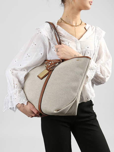 Canvas Emerie Tote Bag With Leather Straps Lauren ralph lauren Beige emerie 31920062 other view 1