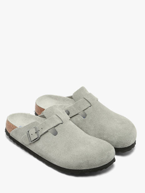 Slippers Boston In Leather Birkenstock Gray women 1031657 other view 1