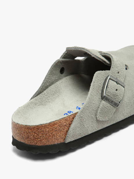 Slippers Boston In Leather Birkenstock Gray women 1031657 other view 2