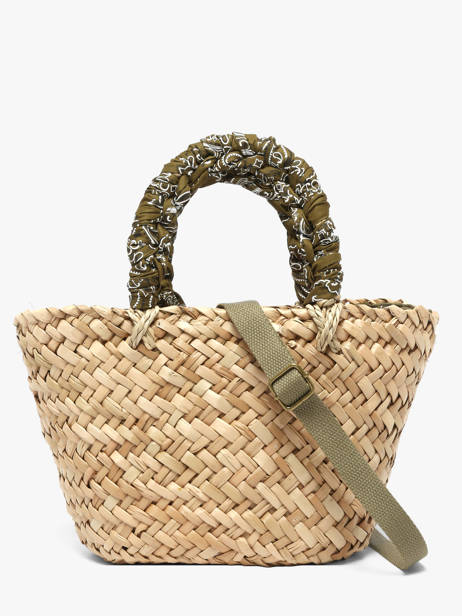 Satchel Bandana Straw Le voyage en panier Green bandana PM968 other view 3