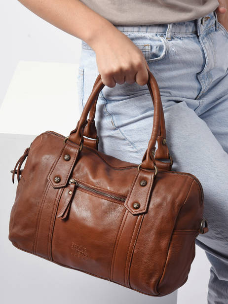 Sac PortÃ© Main Cow Basilic pepper Marron cow BCOW47 vue secondaire 1